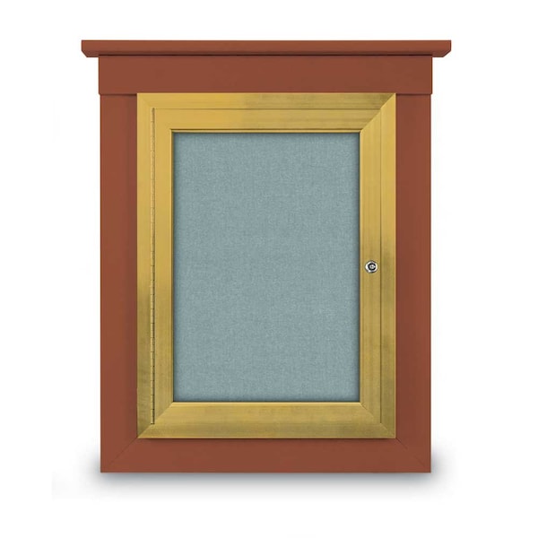 72"x48" 3-Door Enclosed Letterboard, Green Vinyl/Cherry